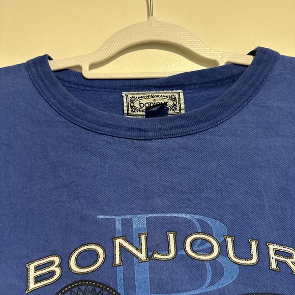 Vintage 90s Size: 18/20 Bonjour Jeans Graphic Oversized Boxy Blue Tee. - Picture 11 of 14
